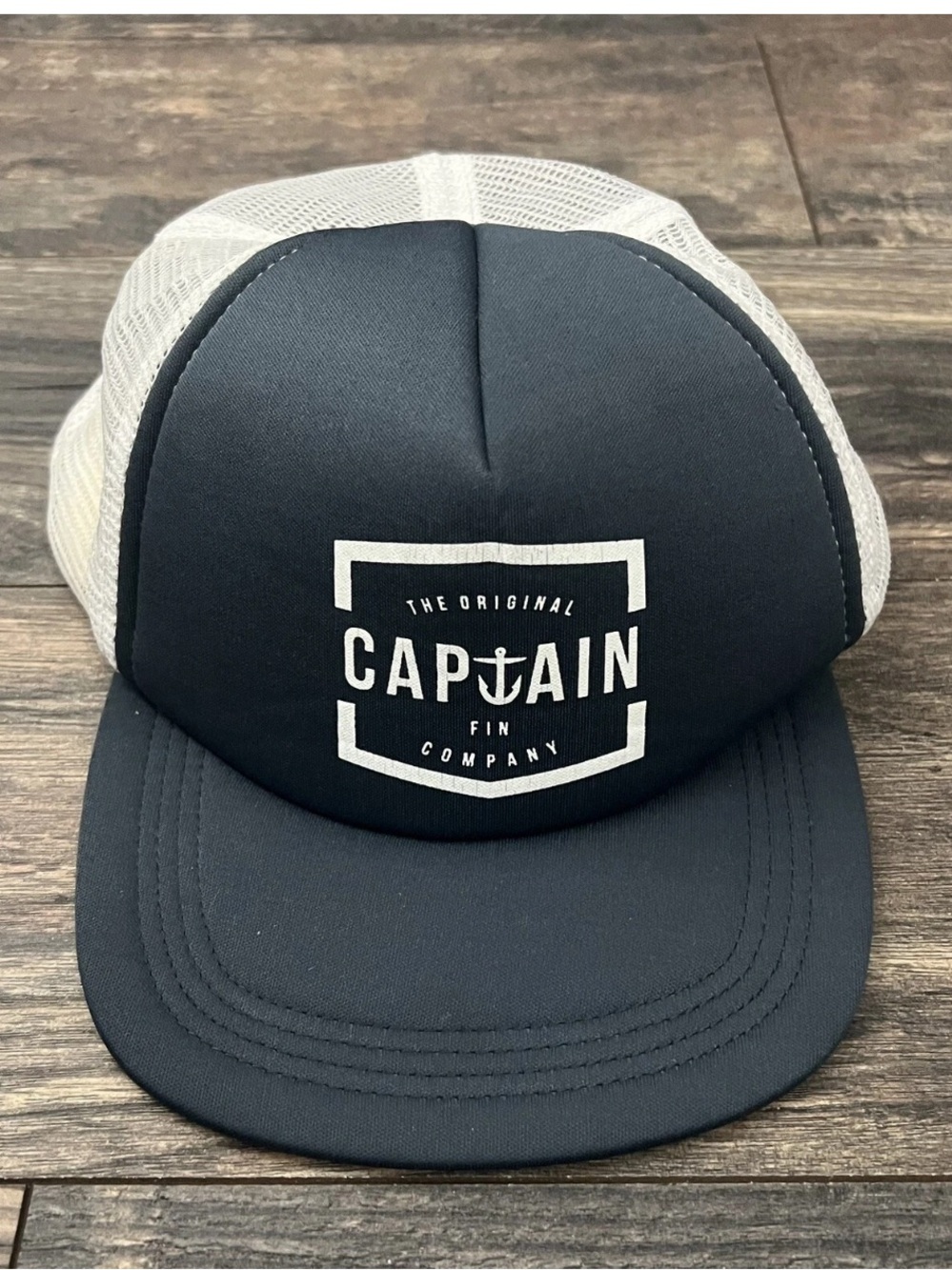 Captain Fin Co. Blue White Trucker Mesh Foam Adjustable SnapBack Hat